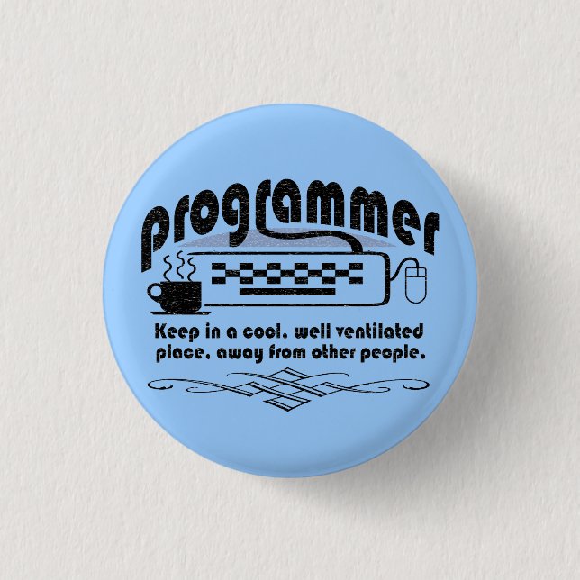 Funny Programmer 1 Inch Round Button (Front)