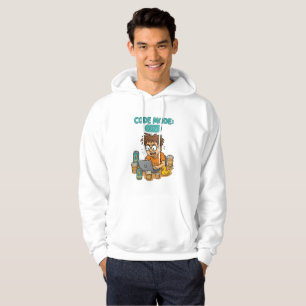 Funny Programmer Cartoon with "Code Mode: ON"  Hoodie
