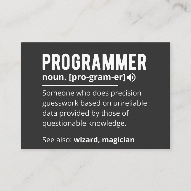 Funny Programmer Code Developer Meaning Definition Business Card (Front)