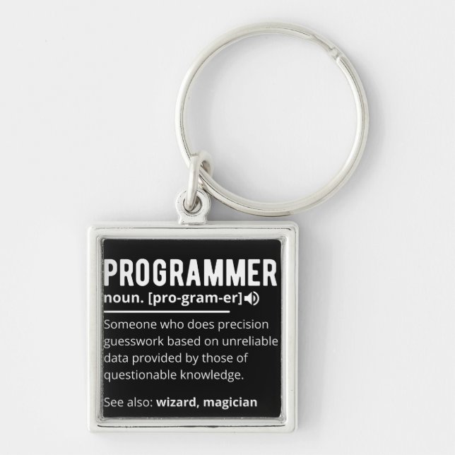 Funny Programmer Code Developer Meaning Definition Keychain (Front)