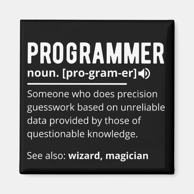 Funny Programmer Code Developer Meaning Definition Magnet (Front)