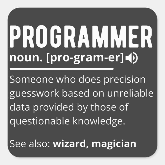 Funny Programmer Code Developer Meaning Definition Square Sticker (Front)