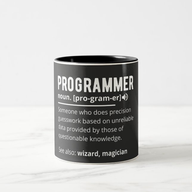 Funny Programmer Code Developer Meaning Definition Two-Tone Coffee Mug (Center)