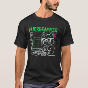 Funny Programmer Coder Computer Programming Cat Lo T-Shirt