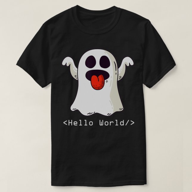 Funny Programmer Halloween Costume Ghost Coding  T-Shirt (Design Front)