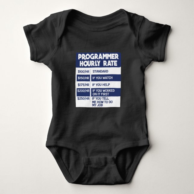 Funny Programmer Hourly Rate Computer IT Coder Baby Bodysuit (Front)
