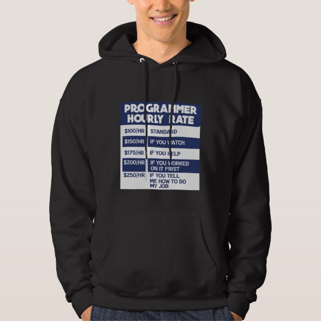 Funny Programmer Hourly Rate Computer IT Coder Hoodie (Front)