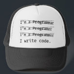 Funny Programmer Trucker Hat<br><div class="desc">Unique designs at Custom Vendetta Skulls, aviation, music, funny, sports, tribal and much more!</div>