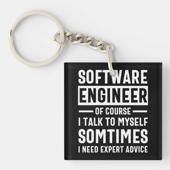 Funny Programming Software Engineer Gift Keychain (Front)