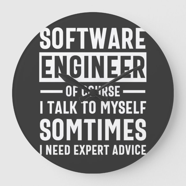 Funny Programming Software Engineer Gift Large Clock (Front)
