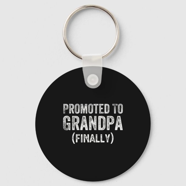 Funny Promoted To Grandpa Finally Pregnancy Announ Keychain (Front)