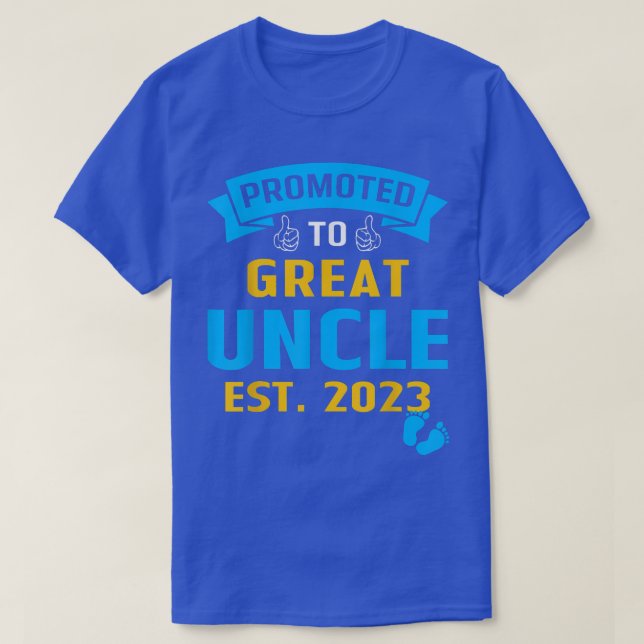 Funny Promoted To Great Uncle Est  T-Shirt (Design Front)