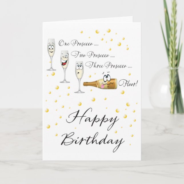 Funny Prosecco Countdown Birthday Card (Front)