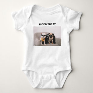 Funny Protected By Dogs Photo Baby Bodysuit