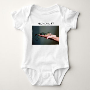 Funny Protected By Lizard Pet Photo Baby Bodysuit