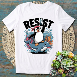 Funny Protest Penguin Art Resist Penguin Activism T-Shirt