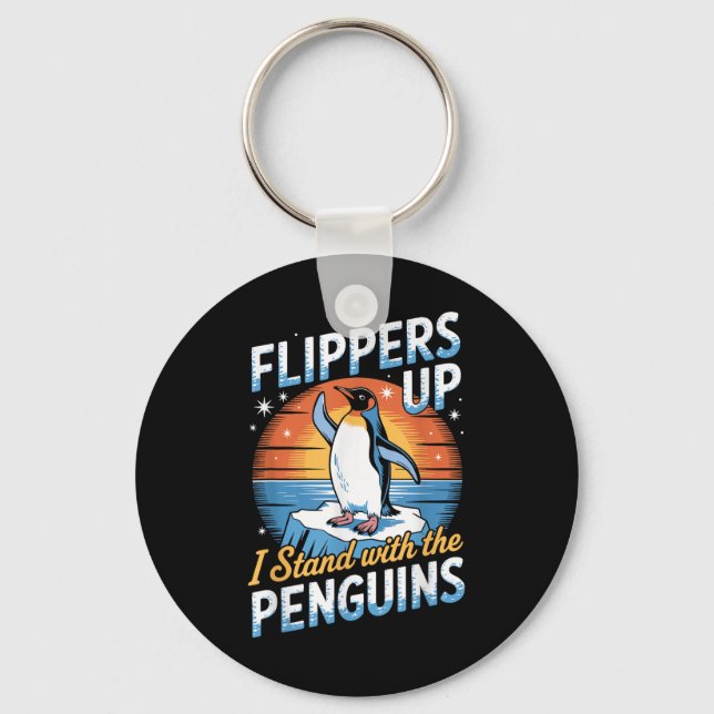 Funny Protest Tariff Penguins Protest Against Tari Keychain (Front)