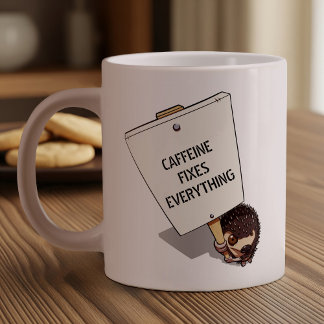 Funny Protester With Placard Cartoon Hedgehog Large Coffee Mug