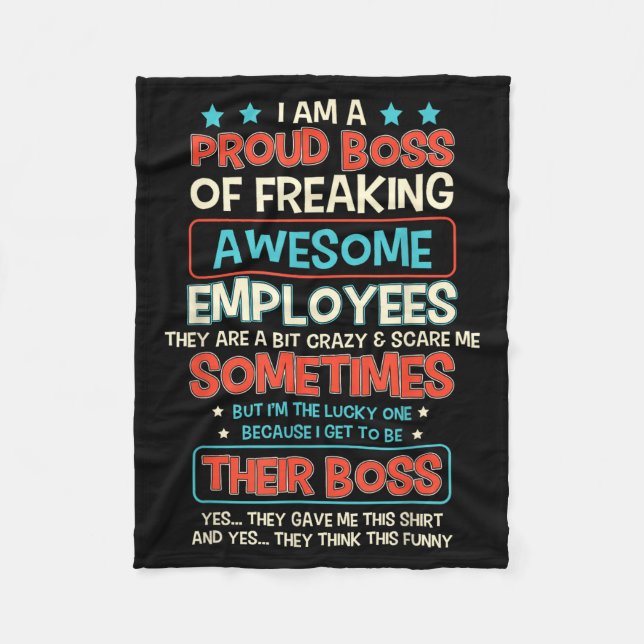 Funny Proud Boss Employee Appreciation Office Men  Fleece Blanket (Front)
