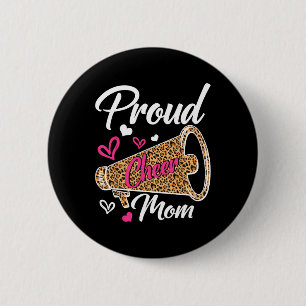 Funny Proud Cheer Mom Leopard Mothers Day Women 2 Inch Round Button