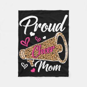 Funny Proud Cheer Mom Leopard Mothers Day Women Fleece Blanket