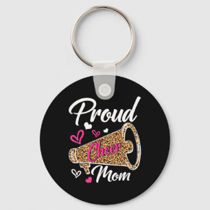 Funny Proud Cheer Mom Leopard Mothers Day Women Keychain