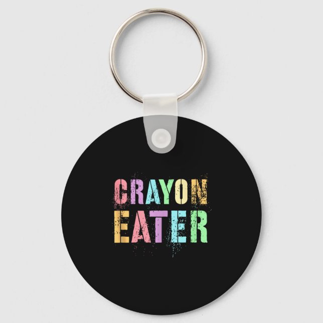 Funny Proud Crayon Eater Military Veteran Dad Offi Keychain (Front)