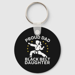Funny Proud Dad Black Belt Daughter Karate Dad Fat Keychain