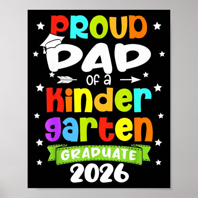 Funny proud dad of a class of 2026 kindergartenFun Poster (Front)