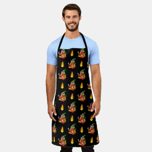 Funny Proud Firefighter Chili On Fire Gives Thumbs Apron