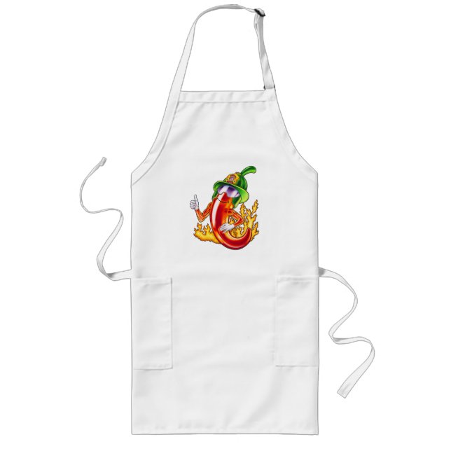 Funny Proud Firefighter Chili On Fire Gives Thumbs Long Apron (Front)