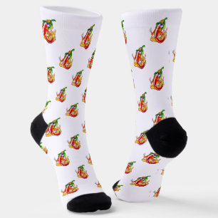 Funny Proud Firefighter Chili On Fire Gives Thumbs Socks