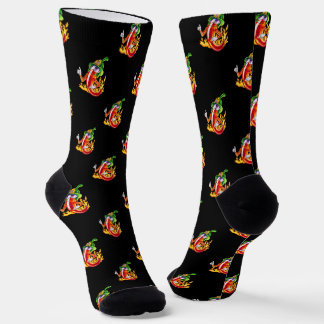 Funny Proud Firefighter Chili On Fire Gives Thumbs Socks