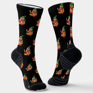 Funny Proud Firefighter Chili On Fire Gives Thumbs Socks