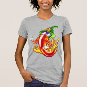 Funny Proud Firefighter Chili On Fire Gives Thumbs T-Shirt