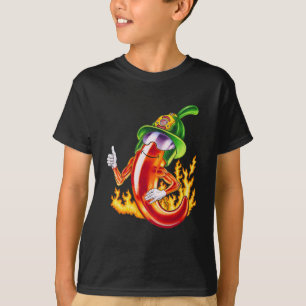 Funny Proud Firefighter Chili On Fire Gives Thumbs T-Shirt