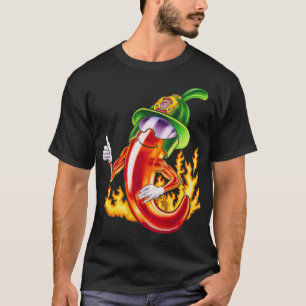 Funny Proud Firefighter Chili On Fire Gives Thumbs T-Shirt
