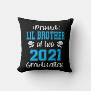 Funny Proud Lil Brother Of 2021 Graduates Throw Pillow