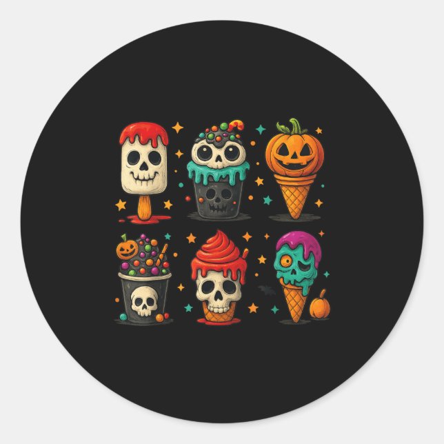 Funny Psicle Summer Horror Halloween Ice Cream Sum Classic Round Sticker (Front)