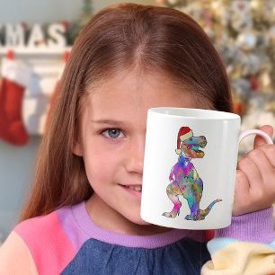 Funny Psychedelic Tyrannosaurus Rex Santa Dinosaur Coffee Mug