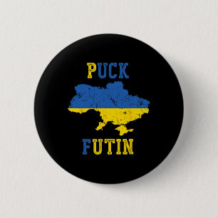 Funny Puck Futin I Stand With Ukraine Peace Ukrain 2 Inch Round Button