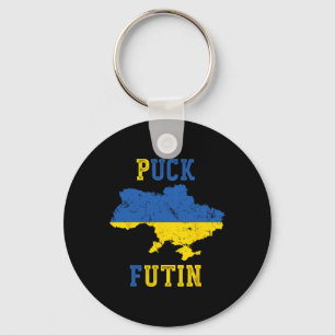 Funny Puck Futin I Stand With Ukraine Peace Ukrain Keychain