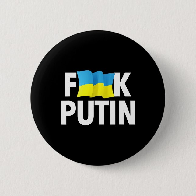 Funny Puck Futin - Ukrainian Flag  2 Inch Round Button (Front)