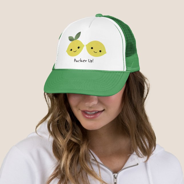 Funny Pucker Up Lemons Trucker Hat (In Situ)