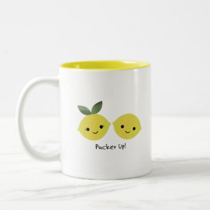 Funny Pucker Up Lemons Two-Tone Coffee Mug