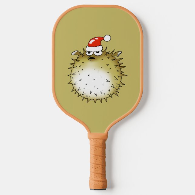 Funny Puffer Fish Christmas Pickleball Paddle (Front)