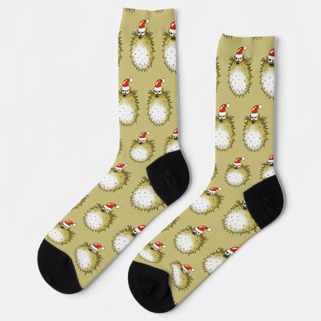Funny Puffer Fish Christmas Socks (Left)