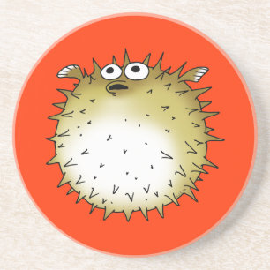 funny puffer fish coaster