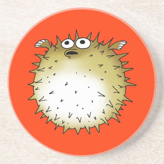 funny puffer fish coaster (Front)