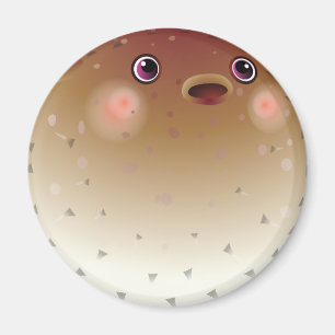 Funny puffer fish magnet